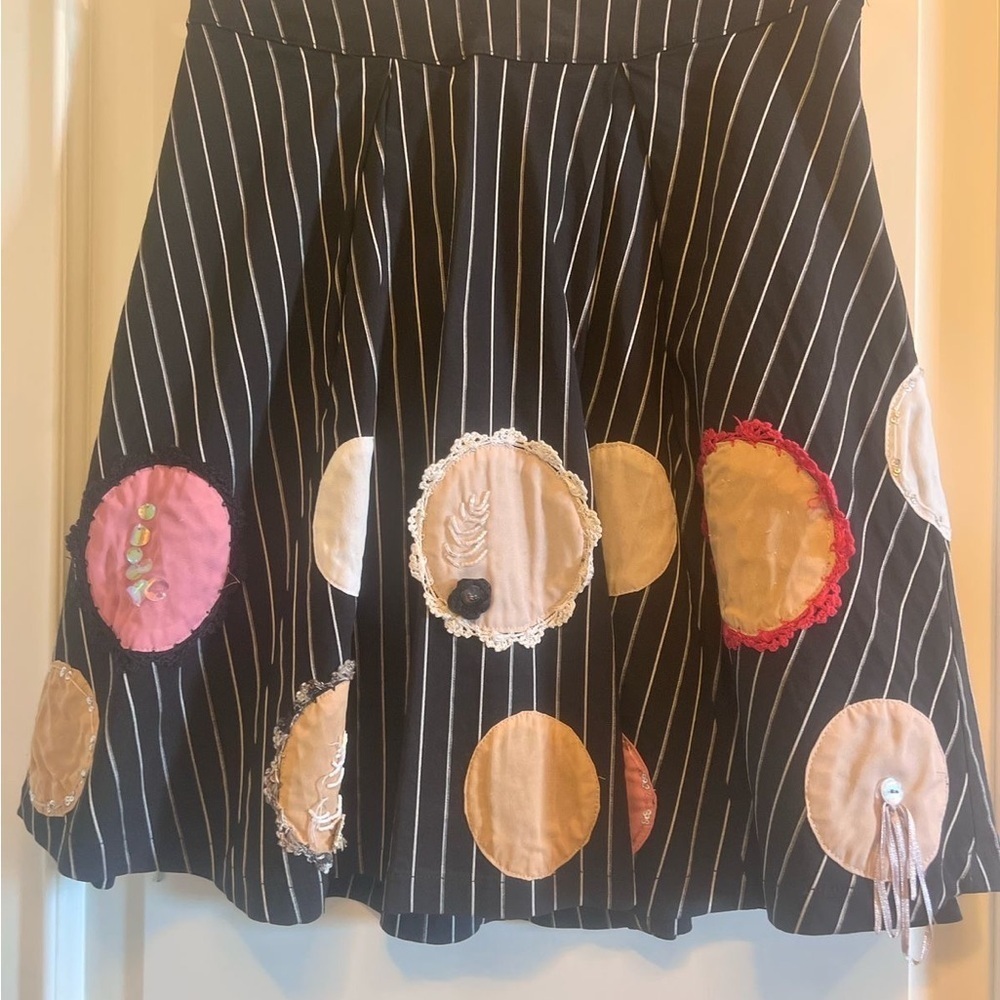 Ariella Gray Knee-Length Skater Skirt with Embellishments
